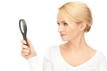 Image showing woman with magnifying glass