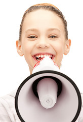 Image showing teenage girl with megaphone