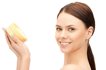 Image showing beautiful woman with moisturizing creme