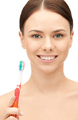 Image showing beautiful woman with toothbrush