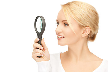 Image showing woman with magnifying glass