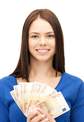Image showing lovely woman with euro cash money