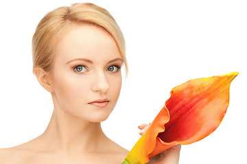 Image showing beautiful woman with calla flower