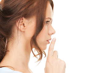 Image showing finger on lips