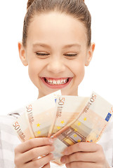 Image showing teenage girl with euro cash money