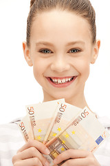 Image showing teenage girl with euro cash money