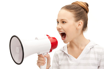 Image showing teenage girl with megaphone