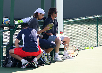 Image showing Rafael Nadal is having a break