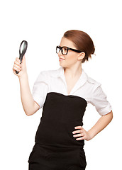 Image showing woman with magnifying glass