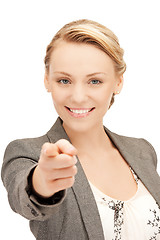 Image showing businesswoman pointing her finger