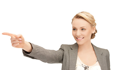 Image showing businesswoman pointing her finger