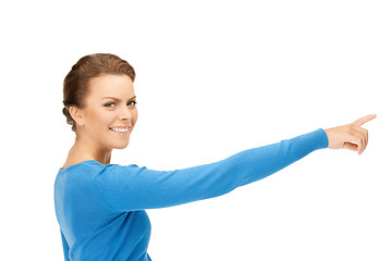 Image showing businesswoman pointing her finger