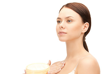 Image showing beautiful woman with moisturizing creme