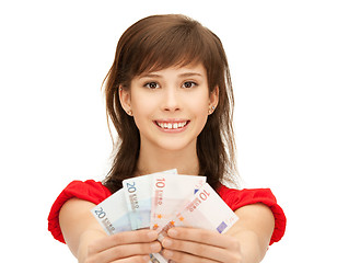 Image showing teenage girl with euro cash money