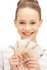 Image showing teenage girl with euro cash money