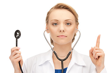 Image showing attractive female doctor with stethoscope