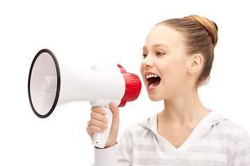 Image showing teenage girl with megaphone
