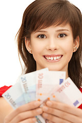 Image showing teenage girl with euro cash money