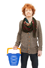 Image showing man with shopping cart