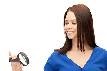 Image showing woman with magnifying glass