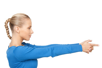 Image showing businesswoman pointing her finger