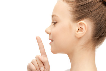 Image showing finger on lips