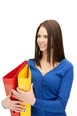 Image showing woman with folders