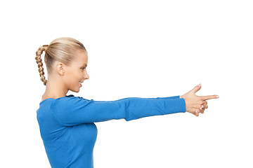 Image showing businesswoman pointing her finger