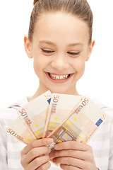 Image showing teenage girl with euro cash money