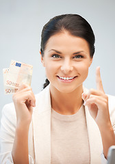 Image showing lovely woman with euro cash money