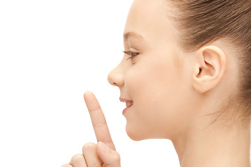 Image showing finger on lips