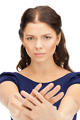 Image showing woman making stop gesture