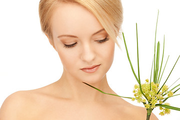 Image showing woman with green sprout