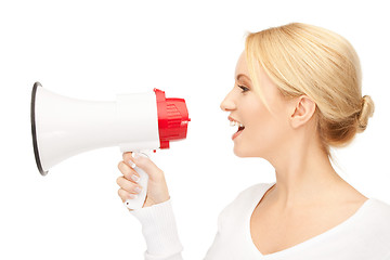 Image showing woman with megaphone