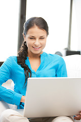 Image showing happy woman with laptop computer