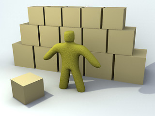 Image showing 3d person with storage boxes.