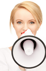 Image showing woman with megaphone