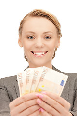 Image showing lovely woman with euro cash money