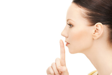 Image showing finger on lips