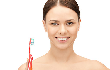 Image showing beautiful woman with toothbrush