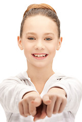 Image showing teenage girl pointing her finger