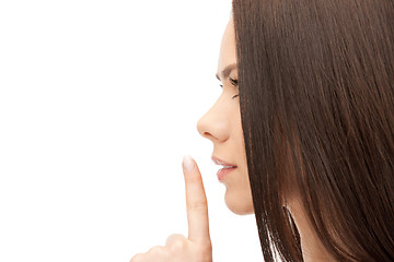 Image showing finger on lips