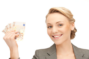 Image showing lovely woman with euro cash money