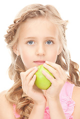 Image showing little girl with green apple