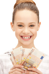 Image showing teenage girl with euro cash money