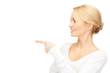 Image showing  businesswoman pointing her finger