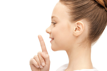 Image showing finger on lips