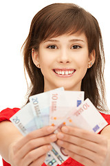 Image showing teenage girl with euro cash money