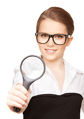 Image showing woman with magnifying glass