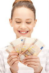 Image showing teenage girl with euro cash money